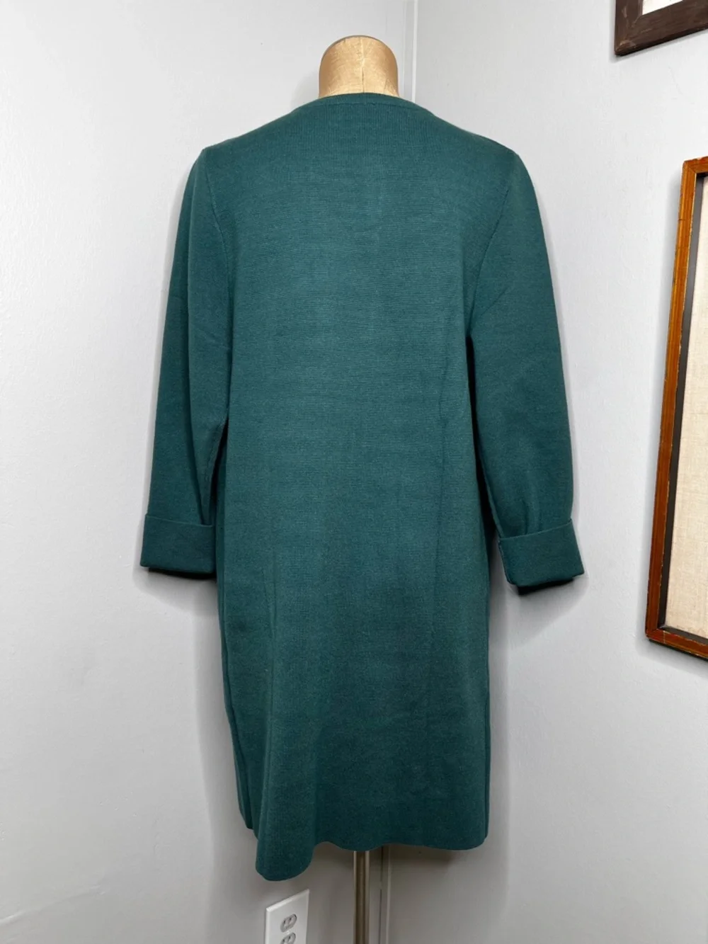 ANRABESS Long Sleeve Heavy Knit Open Front Cardigan in Emerald Green size Large